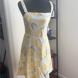 Derek Heart Yellow Lemon Print Mini Dress
